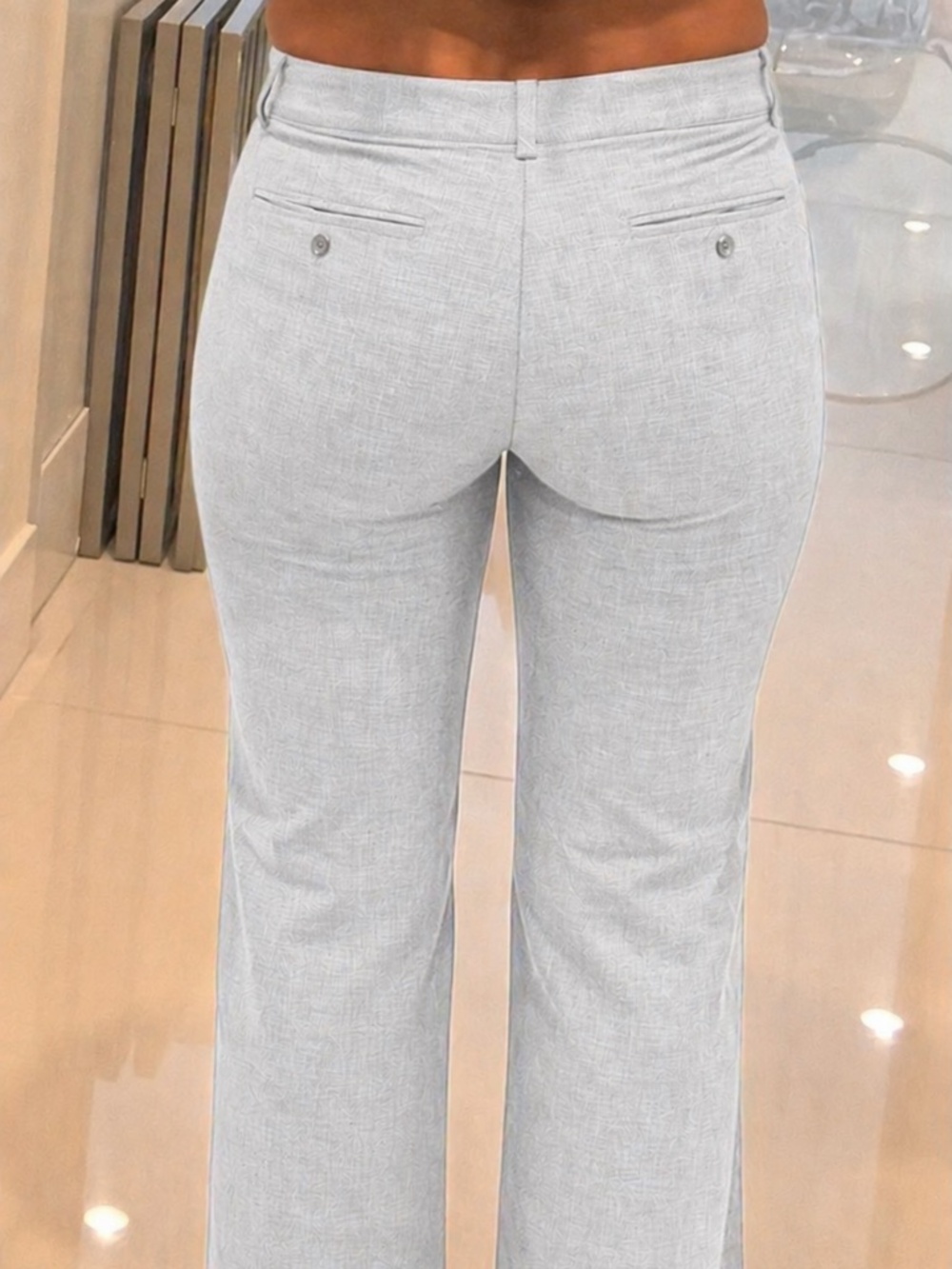 Express Editor Pants Women 2L Gray Bootcut work Trouser Y2K Office